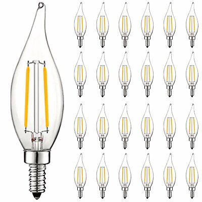 #ad 24x Luxrite 4W Vintage Candelabra LED Bulb Dimmable 2700K 400lm Warm White E12 $79.95