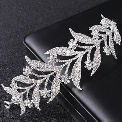#ad Bridal Rhinestone Leaf Hair Jewelry Tiara Silver Headband Accessory $25.00