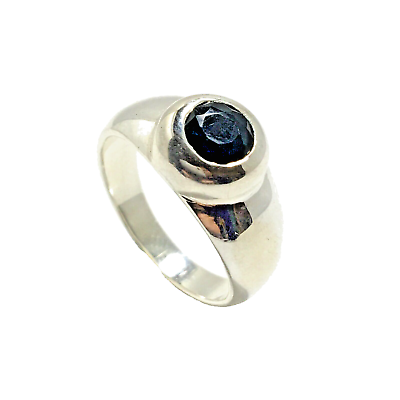 #ad Signed Sterling Silver 925 Black Spinel Ring Size 8.75 Unisex 6mm Round Gemstone $29.84