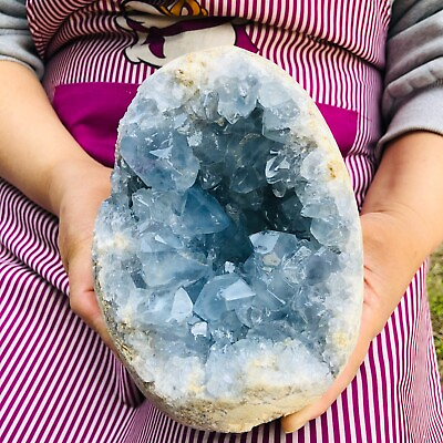 #ad 8.14LB Natural Beautiful Blue Celestite Crystal Geode Cave Mineral Specimen $200.00