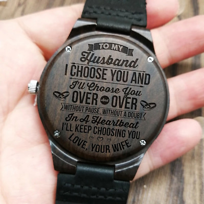 #ad To My Husband Keep Choosing You Engraved Wooden Watch Anniversary Birthday Gift $29.95