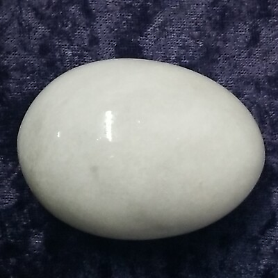 #ad 165 G. Natural Stone Crystal Egg Carved Polished 2⅜quot; 6 oz White w Gray Stripes $14.90