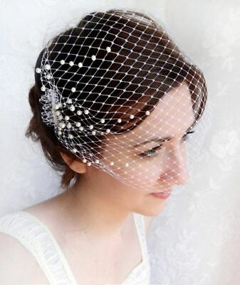 #ad One Layer Beaded Blusher Veils Elegant Style Blush Fascinator Wedding Wears Veil $31.44
