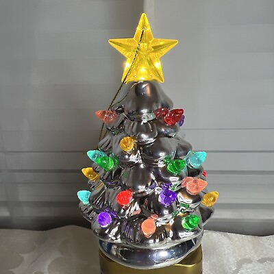 #ad MR. CHRISTMAS NOSTALGIC light up CERAMIC TREE SILVER . $19.99