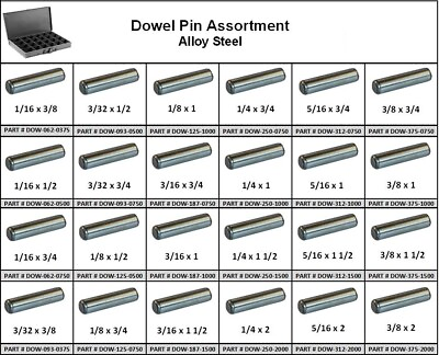 #ad Dowel Pin Alloy Steel Assortment In 24 Hole Metal Small Locking Tray $137.82