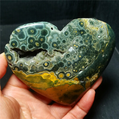 #ad Rare 215G Natural Polished Orbicular Ocean Jasper Heart Reiki Healing WYY2057 $89.99
