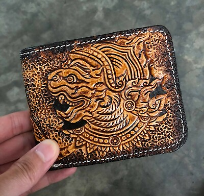 #ad Giant Carved Wallet Hendmade Western Cowboy Wallet Mens Bifold Wallet Gift 179 $49.99