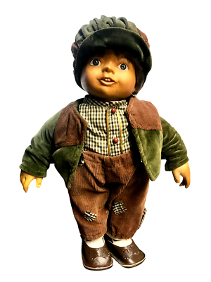 #ad VTG 1990 Original Midori Zasan Wooden Boy Doll Stuffed Body 14.5 Inch No Stand $23.99
