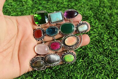 #ad Topaz amp; Mix Gemstone 925 Sterling Silver Plated Wholesale Designer Lot Rings $140.00