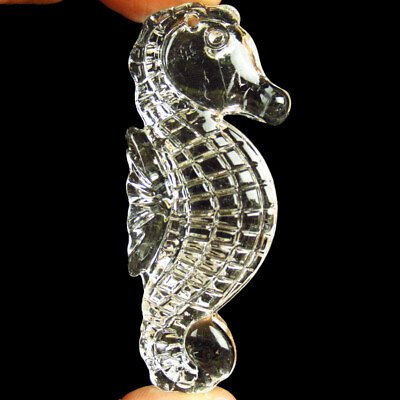 #ad 2pcs Carved White Crystal Sea Horse Pendant Bead 58x24x9mm SJDP01 $9.12