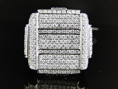 #ad Real Moissanite 2.30Ct Round Mens Bling Square Ring 14K White Gold Silver Plated $231.25