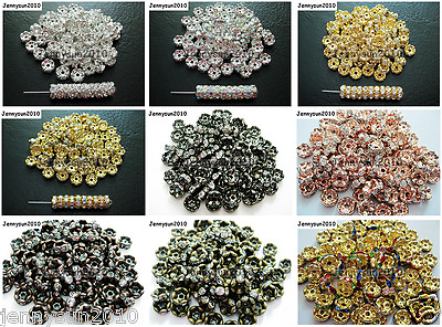 #ad 100Pcs Czech Crystal Rhinestone Wavy Rondelle Spacer Beads 4mm 5mm 6mm 8mm 10mm $3.43