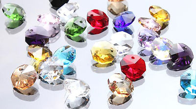 #ad #ad 100Pcs 14MM Colors Octagon 2holes Beads crystal Chandelier Parts Prisms Decor $16.66