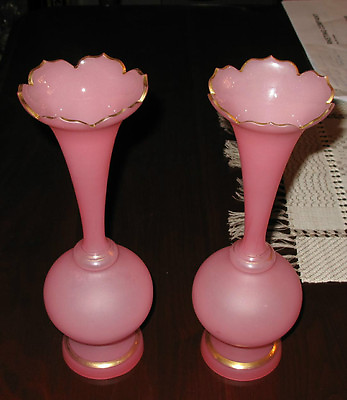 #ad 1860#x27;S IMPERIAL RUSSIAN PINK GLASS VASES WITH GOLD DECORATIONS $199.00