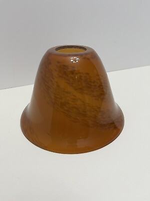 #ad Pendant Light Lamp Shade 4quot; Long Art Glass Ambe with Swirls Tortoise $15.99