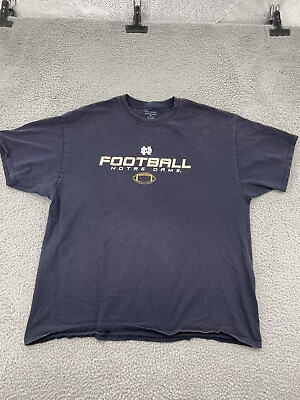 #ad Notre Dame Irish Football Shirt Adult 2XL XXL Navy Blue Short Sleeve Champion $16.95