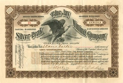 #ad Blue Jay Silver Peak Mining Co. Mining Stocks $175.00
