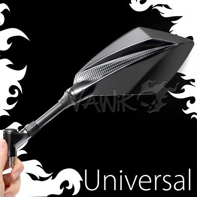 #ad VAWiK Mirror Deus black carbon pattern universal 10mm fits Kawasaki Z300 650 125 $69.70