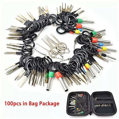 #ad 100Pcs Pin Ejector Wire Kit Extractor Car Terminal Removal Connector Puller Tool $14.98