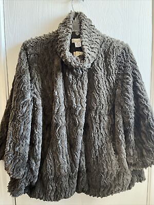 #ad NWT Collection18 Women’s Coat M L Olive Green Faux Fur Short Night Out Collared $49.95