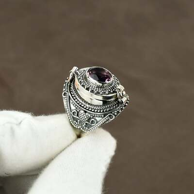 #ad Faceted African Amethyst Gemstone Poison Ring Handmade Openable Ring $28.93