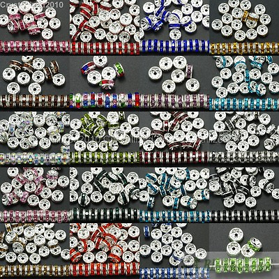 #ad 100 Czech Crystal Rhinestone Silver Rondelle Spacer Beads 4mm 5mm 6mm 8mm 10mm $3.81