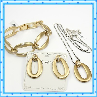 #ad Brighton Meridian Lumens Brushed Gold Bracelet Necklace Earrings Set NWT $274 $178.10