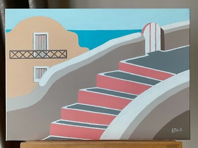 #ad original acrylic painting on canvas Santorini Dreams one of a kind $300.00
