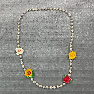#ad Vintage Accent Annex Necklace Pearl Flowers Mardi Gras Whimsy Femme Cottagecore $39.99