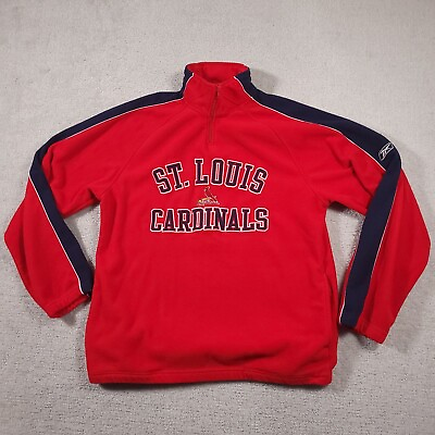 #ad VTG St Louis Cardinals Sweatshirt Reebok Mens M Embroidered Logo Red Quarter Zip $29.97