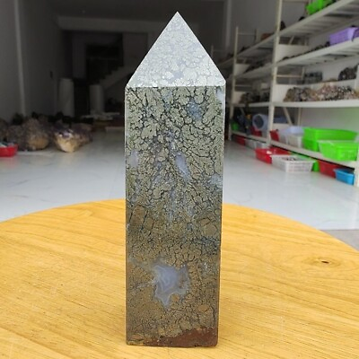 #ad 440g New Find Natural Beauty Pyrite Flower Grow With Agate Obelisk Healing $80.00