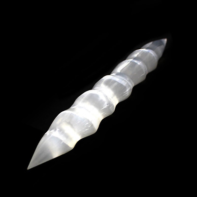 #ad Double Point Selenite Crystal Massage Wand quot; Polished Spiral Healing Wand Stick $6.68