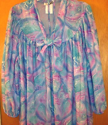 #ad NEW Women’s Dress Size 16 ¾ Sleeve Career Sp Occ Blue Green Lilac Paisley N403 $19.50