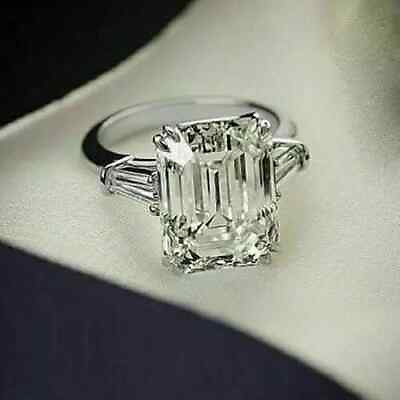 #ad Wedding 3.00 Ct Emerald Cut Real Treated Diamond Engagement Ring 925 Silver $60.00