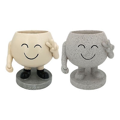 #ad Cute Plant Pot Smilling Face Mini Potted Plant Container Indoor Small Planters $17.97