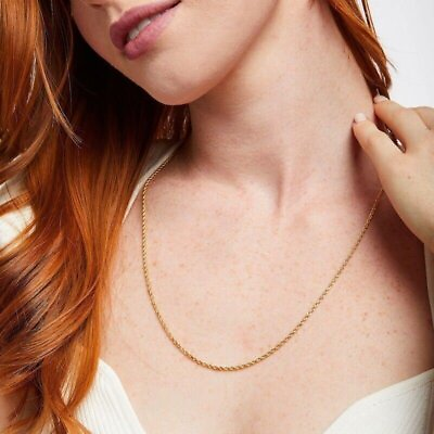 #ad 10K Solid Yellow Gold Necklace Rope Chain Women 16quot; 18quot; 20quot; 22quot; 24quot; 26quot; 28quot; 30quot; $94.99