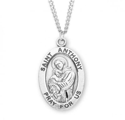 #ad Patron Saint Anthony Oval Sterling Silver Medal Size 1.3in x 0.8in $119.99