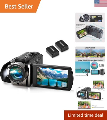 #ad Full HD 1080P Camcorder with 3.0 Inch LCD amp; 16X Digital Zoom 2 Batteries In... $80.74