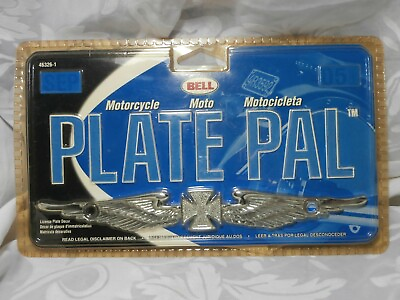 #ad CHROME PLATE PAL CROSS amp; WINGS MOTORCYCLE LICENSE PLATE DECOR BELL AUTOMOTIVE $29.00