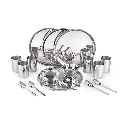#ad Cello Steelox Stainless Steel Dinner Set 30pcs Silver $131.13