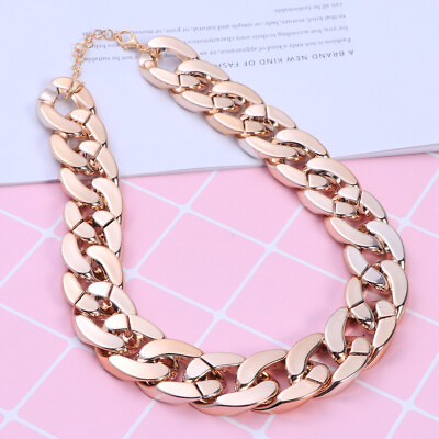 #ad Cool Punk Style Unisex Link Chain Choker Chunky Shiny Short Curb Chain Necklace $10.19