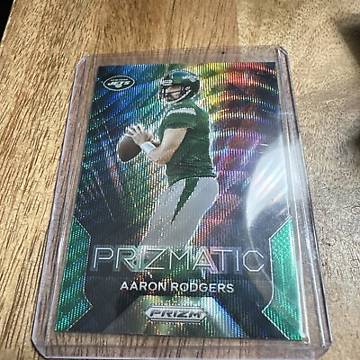 #ad Aaron Rodgers 2023 NFL Prizm Football Prizmatic Green Wave Football Card Jets $0.99