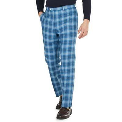 #ad Lauren Ralph Lauren Mens Blue Stretch Plaid Classic Fit Dress Pants 30 x 30 $10.39