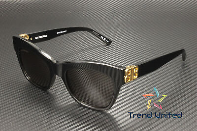 #ad BALENCIAGA BB0132S 001 Cat Eye Acetate Black Gold Grey 53 mm Women#x27;s Sunglasses $182.96