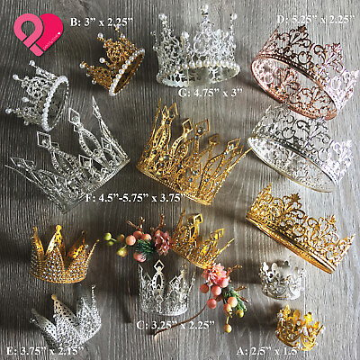 #ad Crown Cake Topper Queen Princess Wedding Party Rose Gold Silver Pearl Rhinestone $11.99