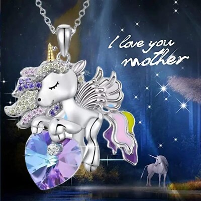 #ad Wing Pony Animal Unicorn Pendant Necklace amp; Card Jewelry Birthday Gifts $9.98