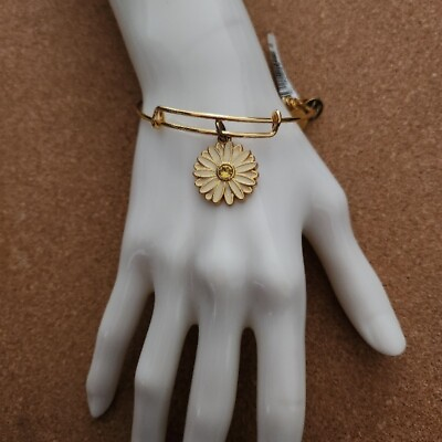#ad NWT Alex And Ani Daisy Gold Tone Bangle Bracelet $13.99