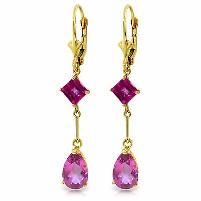 #ad #ad 4.95 Carat 14K Solid Yellow Gold Chandelier Earrings Pink Topaz Gemstone $371.98