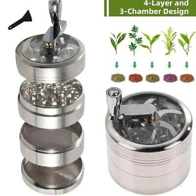 #ad Tobacco Herb Handle Grinder Spice Herbal 4 PC Metal Chromium Alloy Smoke Crusher $8.45