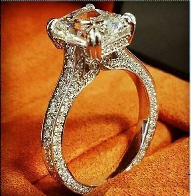#ad 3Ct Radiant Cut VVS1 Moissanite Engagement Wedding Ring Solid 14K White Gold $416.49